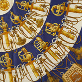 エルメス カレ90 Cliquetis カチカチ 剣柄 スカーフ ネイビー マルチカラー シルク レディース HERMES 【中古】